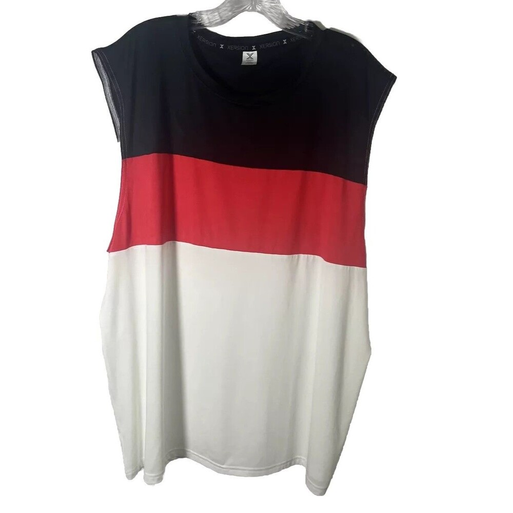 2XL Xersion Color Block Men Athletic Tank Top Y2K Antiwar Outdoors Gym